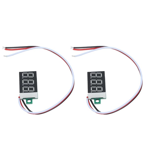 2-pak mini digitalt voltmeter 3-leder DC 0,36 tommer LED-display 0-30V tester, beskyttelse mod omvendt polaritet