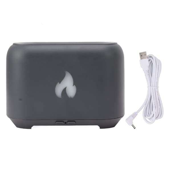 Flamdiffusor 130ML 3D ihålig USB-flamdiffusor luftfuktare med 7 LED-färgljus för hemmet 5V Mörkgrå