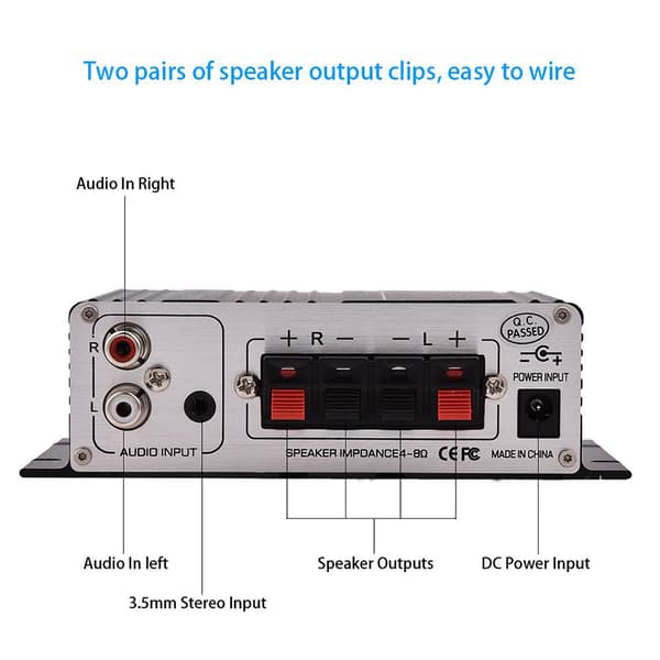Mini 2-kanals HiFi Stereo Auto Bil Audio Effektforstærker Digital Forstærker Sort