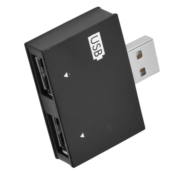 Hub USB2.0 Han til 2-ports USB Dobbelt Oplader Splitter Adapter Konverter Koncentrator (Sort)