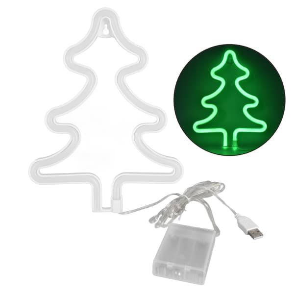 3-pack gröna julgransneonskyltar, LED-upplyst dekor för sovrum, bar, fest, säker, stabil, unik form