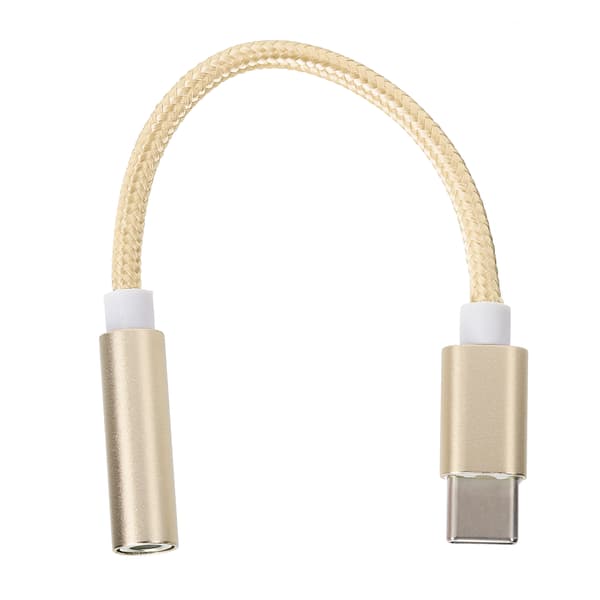 Typ C till 3,5 mm Aux ljudadapter flätad ljudheadsetadapter för Letv / XiaomiGul