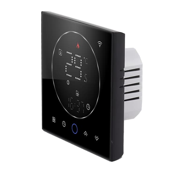 Smart Home Termostat Programmerbar WiFi Termostat med Touchscreen Farvedisplay til Kedelopvarmning AC95‑240V Sort