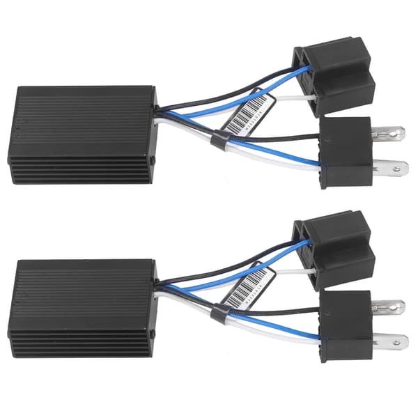 2 stk. LED-forlygtedecoder i aluminium, anti-flimmer fejlcanceller, universel ledningsnet