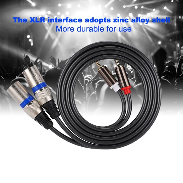 1,5M RCA han til XLR han lydadapterkabel patchkabel dobbelt række PVC-ledning