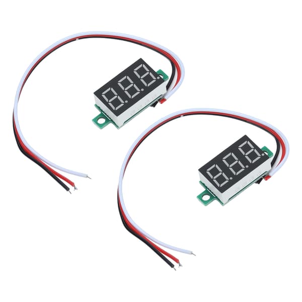 2-pak mini digitalt voltmeter 3-leder DC 0,36 tommer LED-display 0-30V tester, beskyttelse mod omvendt polaritet