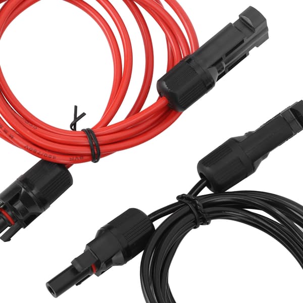 2m 6.6ft 12AWG solpanel forlængerkabel med hun- og hanstik rød sort 2.5mm²