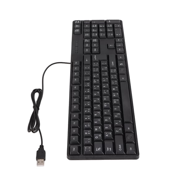 Arabisk tastatur 104 taster USB-interface kablet design sort ABS-materiale kontortastatur til stationære computere