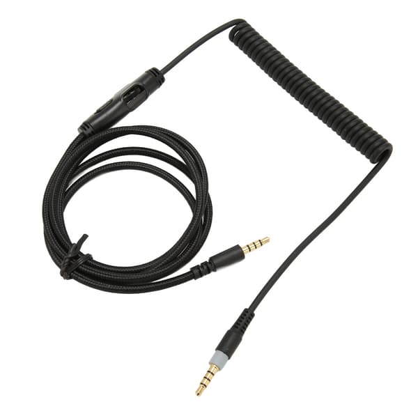 Oprullet hovedtelefonkabel Erstatningsheadset lydkabel med lydstyrketast til Kingston HyperX Cloud Mix Cloud Alpha