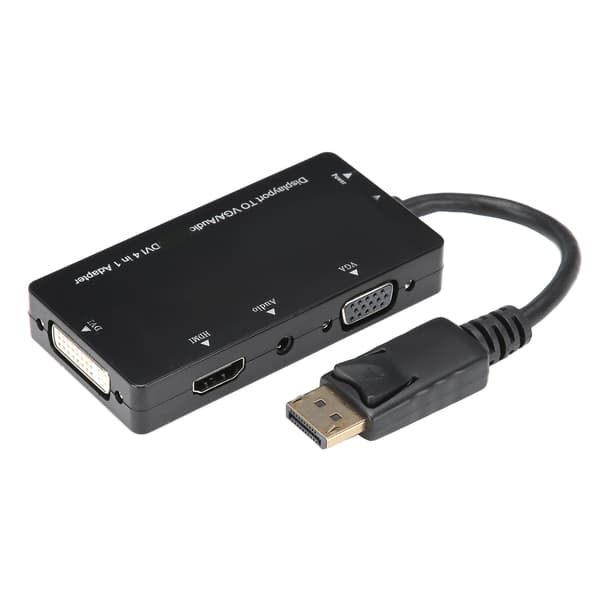 4-in-1-sovitinkaapeli Displayport–HDMI/VGA/DVI/äänimuunnin monitoiminen