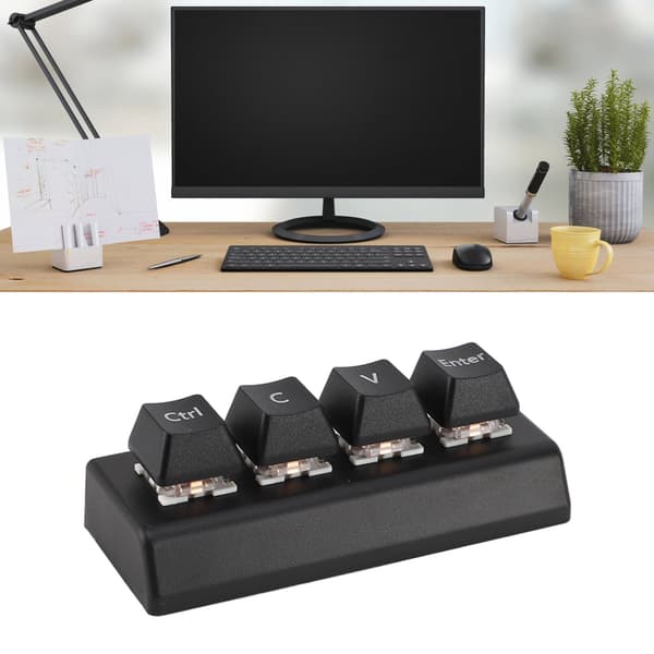 Programmerbar knappsats 4 tangenter stöder NKRO röd switch Ctrl C V Enter Mini mekanisk knappsats för spelkontor media svart