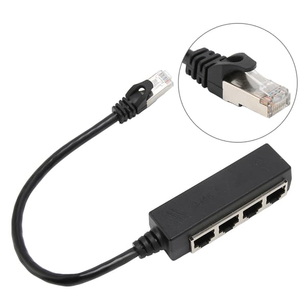 RJ45 Ethernet Splitterkabel Ét Punkt Fire Ethernetkabel Splitter ABS PCB RJ45 Splitteradapter til Bærbar Computer