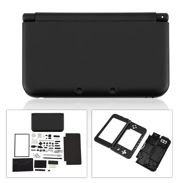 Komplet udskiftningssæt til fuld husdæksel til Nintendo 3DS XL Sort