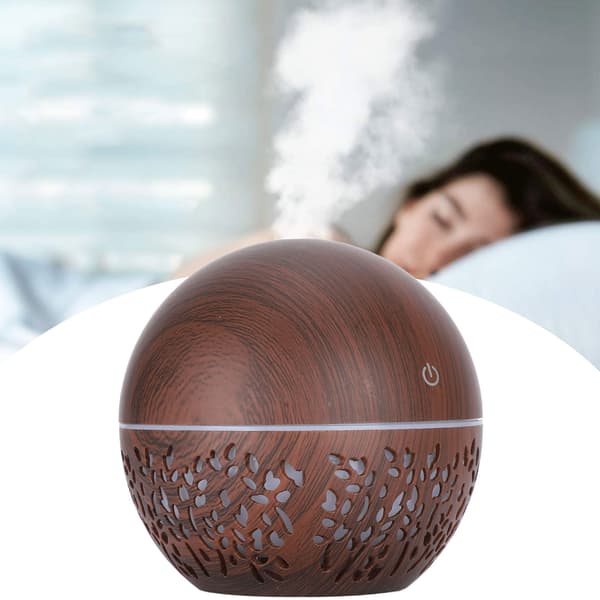 130 ml luftfugter aroma luftdiffuser udhulet USB 7 farver lys lav støj luftfugter (mørkt trækorn)