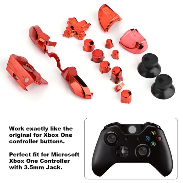 Fullständiga knappset Mod Ersättningsdel för Microsoft Xbox One Controller 3.5mm Jack (Röd)