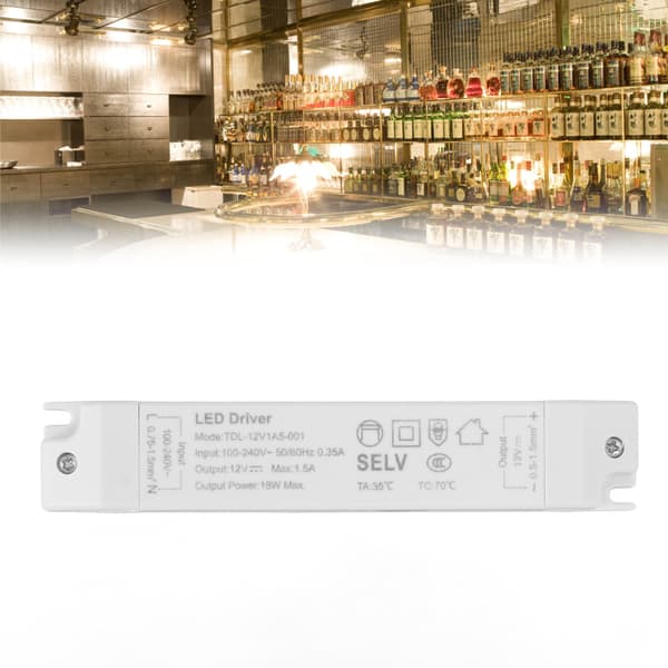 18W LED-transformatorförare DC12V 1.5A ABS Multi-skydd LED-strömförsörjning för hem AC100‑240V