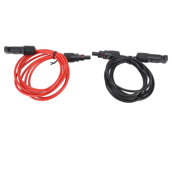 2m 6.6ft 12AWG solpanel forlængerkabel med hun- og hanstik rød sort 2.5mm²