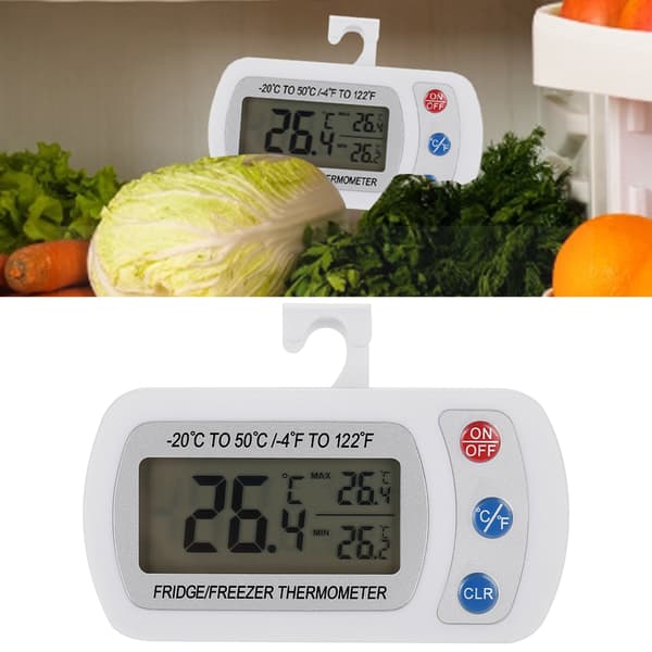 Stor LCD Digital Termometer för Kylskåp Frys med Justerbart Stativ Hängare