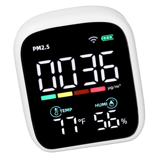 Luftkvalitetsdetektor Måler PM2.5 Temperatur Fugtighedsmonitor Måler til Hjemmet