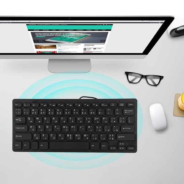 Kablet Mini Bærbar Arabisk Tastatur USB-interface til Stationær Computer Ultratynd 78 Taster