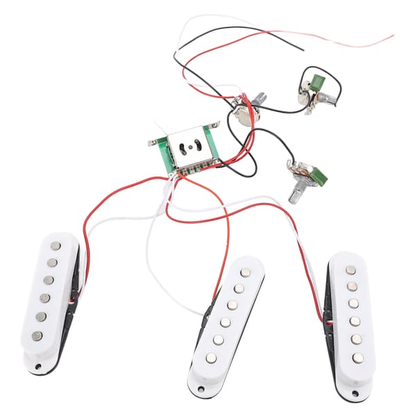Elgitarr Pickups Kit Förkopplad Uppsättning Single Coil med Timbre Volym Linje Ersättning för ST Panel Vit
