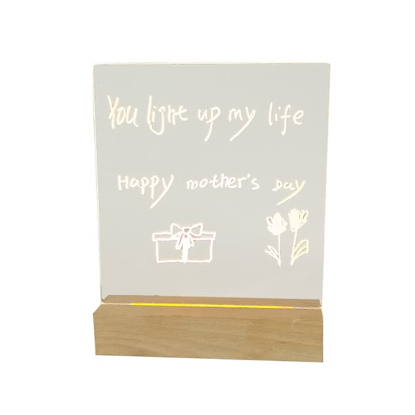 Desktop Lysende Memo Note Board Plug In LED Lampe Base DIY Graffiti Akryl Besked Natlys