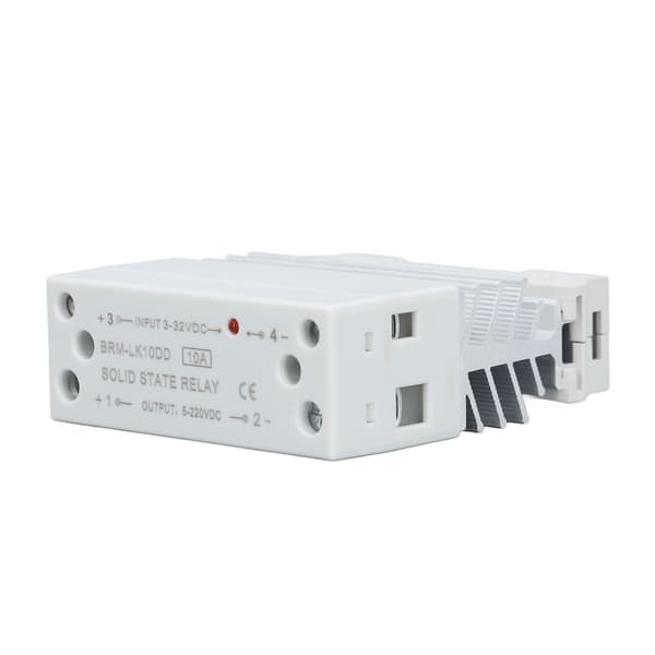 Solid State Relæ, DC-styring 3-32V, Skift 5-220V, 10A, DIN-skinne Montering, Enfaset SSR, med Køleplade