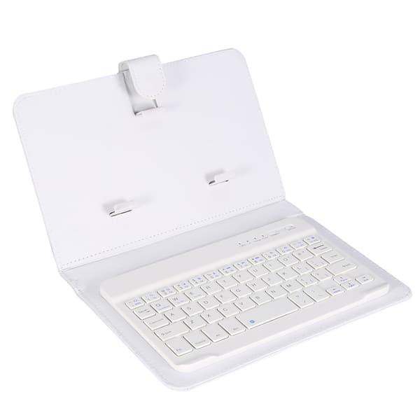 Universal trådløst Bluetooth-tastatur flip-etui med stativ til iOS/Android-telefoner Hvid