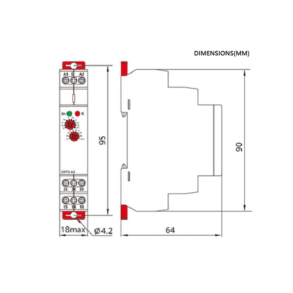 GRT8-A1 Mini Fördröjningsrelä, DIN-skena, AC/DC 12-240V, 1-pack