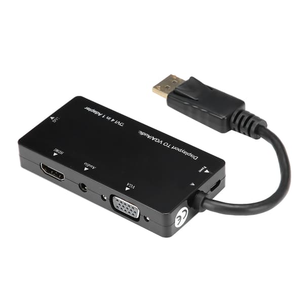 4-in-1-sovitinkaapeli Displayport–HDMI/VGA/DVI/äänimuunnin monitoiminen