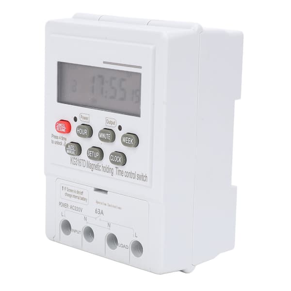 7-dagars digital timerbrytare, programmerbar mikrodator tidskontroll för AC220V 63A apparater, DIN-skenmontering, hemautomation