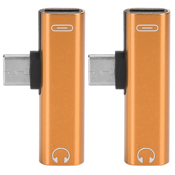 2 stk. 2-i-1 Type-C til 3,5 mm hjælpe-lydkabel oplader headset-fordeleradapter (guld)