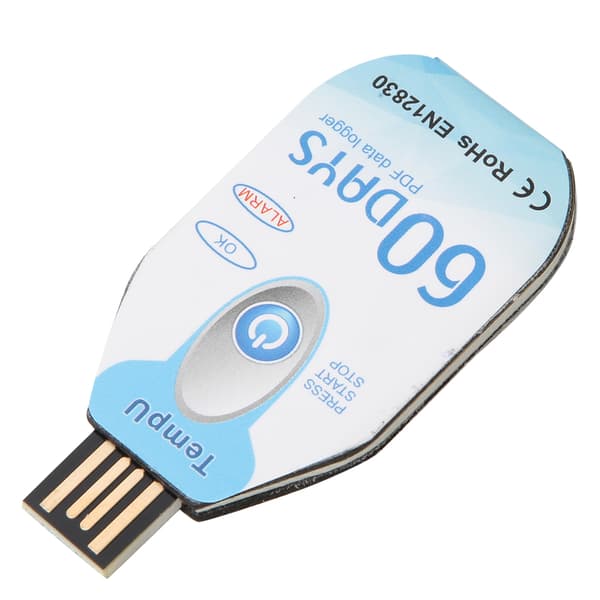 Temperaturdatalogger Engangsbrug PDF-rapport USB-port 10000 punkter