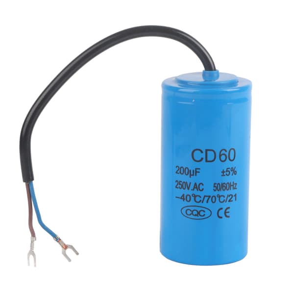 200uF 250V AC CD60 Startkondensator med kabelanslutningar, 50/60Hz Motorstart Luftkompressor