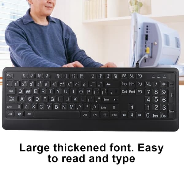 Ergonomisk USB-interface Multimedia LED Hvid Baggrundsbelyst Tastatur til Ældre Mænd