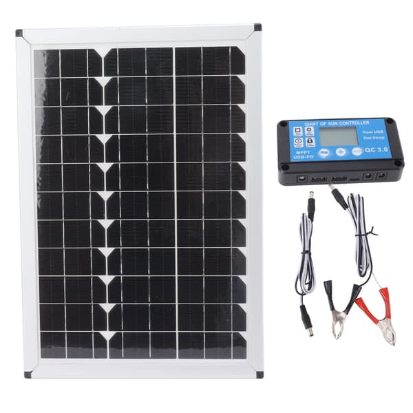 100W Solpanel Kit Monokrystallinsk Solcellemodul med Vandtæt 20A 12V 24V Controller til Bilcamping