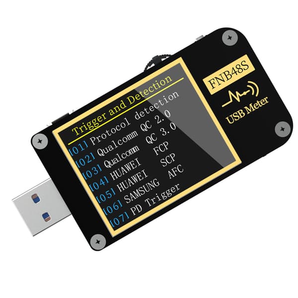 9-bens USB-spændingsmåler FNB48 Bluetooth Multifunktionel Amperemeter Tester med Skærmvending og Tyngdekraftssensor