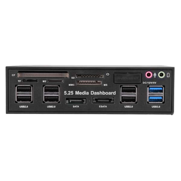 5,25 tommer medie-dashboard frontpanel USB3.0/2.0 HUB eSATA SATA lyd multi-kortlæser