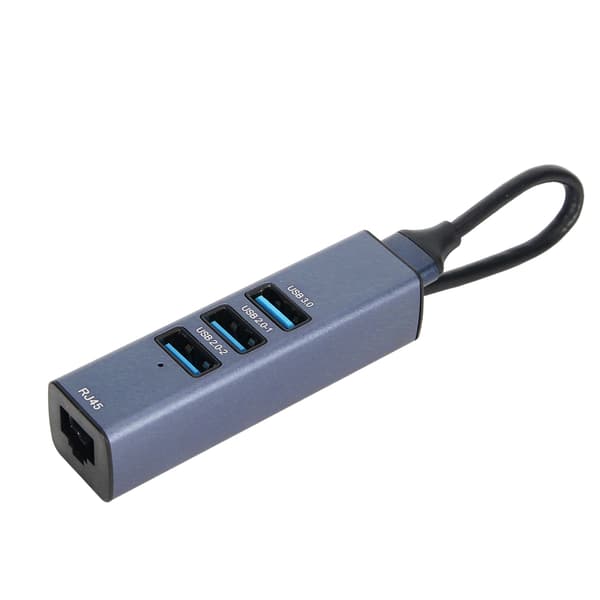 USB til Ethernet-adapter 4 porte 100 Mbps 5 Gbps aluminiumslegering USB 3.0-hub til bærbar computer, stationær computer, tablet