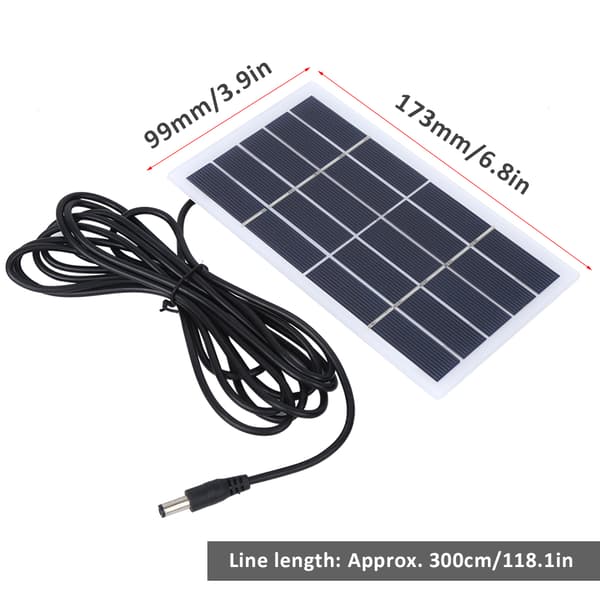2W 5V Polysilicium Solcellepanel med DC-interfaceopladning til 3.7V Batteri Udendørs Havelampe