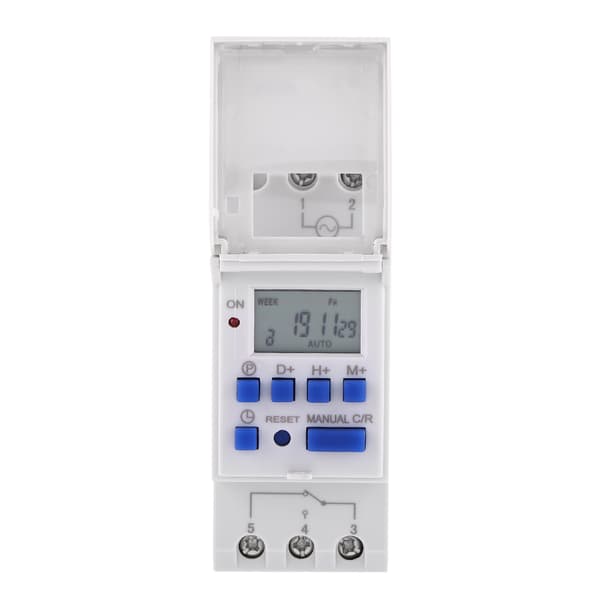 LCD-display Veckovis programmerbart elektroniskt relätid 16 PÅ och AV Timer (AC/DC12V)