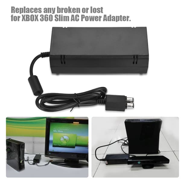 Universal strømforsyning mursten oplader strømadapterkabel til XBOX 360 SLIM (EU-stik)