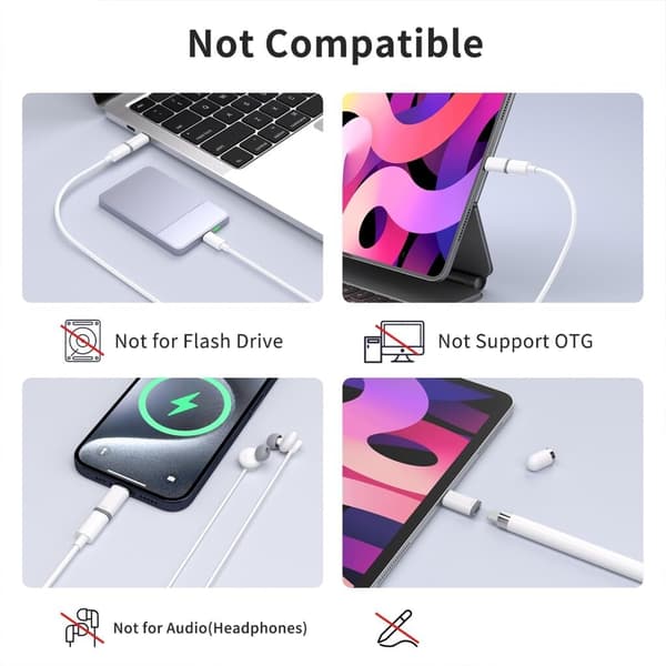 USB-C Adapter Aluminium Han til USB-C Hun til iPhone 16, 2-pak, Hurtig Opladning Datasynkronisering, Sølv