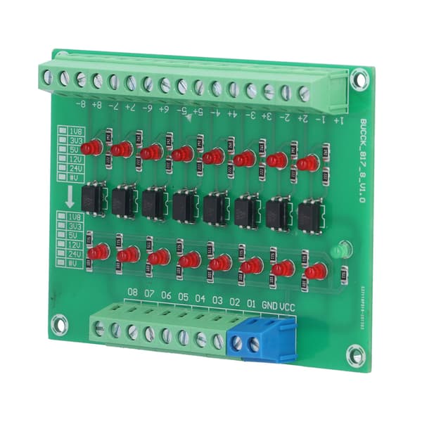 8-kanals optokoblerkort 24V til 5V PLC signalisolatormodul