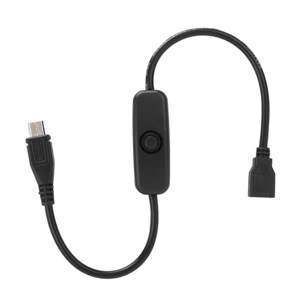 Micro USB hun til han forlængerkabel med 501 knapkontakt til Raspberry Pi