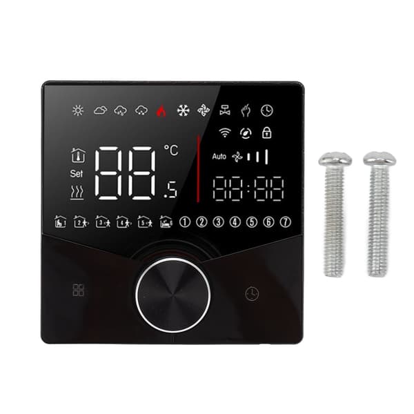 Smart Termostat Knapdesign LCD Farvedisplaypanel Digital Termostat til Saunarum Gulvvarmesystem Sort