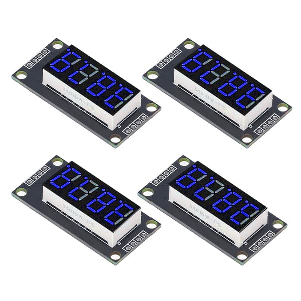 4-pak 0,36\" LED 7-segment displaymodul, TM1637-driver, blåt digitalt rør til Arduino