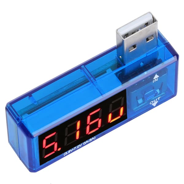 2 stk. USB-strømmåler tester voltmeter amperemeter LCD-display spændingsstrømdetektor til telefonopladning, blå