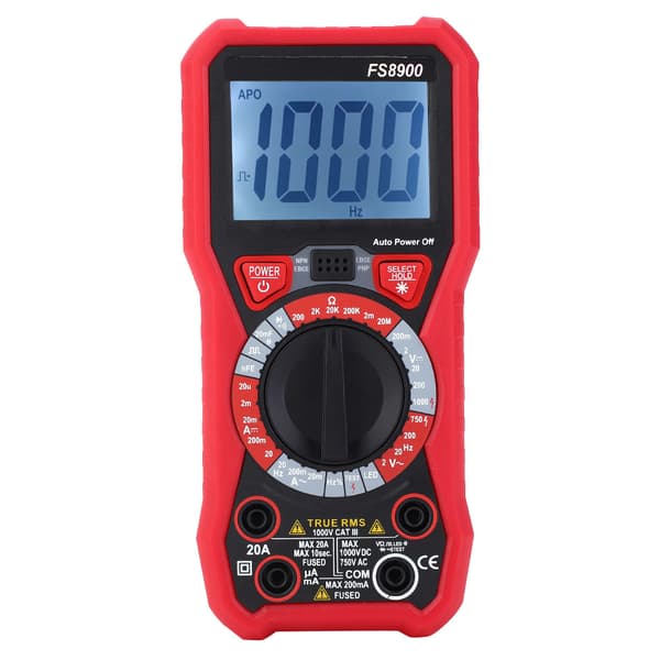 FS8900 Digitalt Multimeter LED Baggrundsbelyst Håndholdt Volt Ohm Amp Tester AC DC Strømmåler