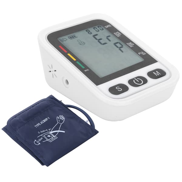 Automatisk Digital Blodtryksmåler Sphygmomanometer Tonometer til Måling af Overarm Sort og Hvid